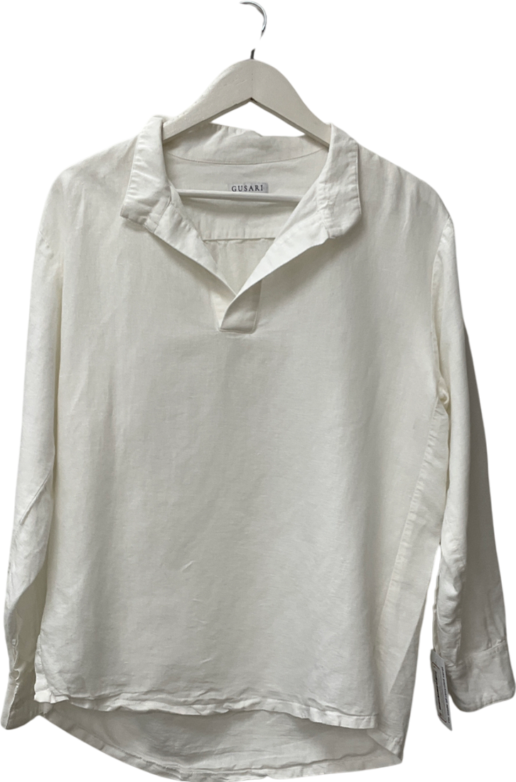 gusari White Linen Blend Tunic UK S