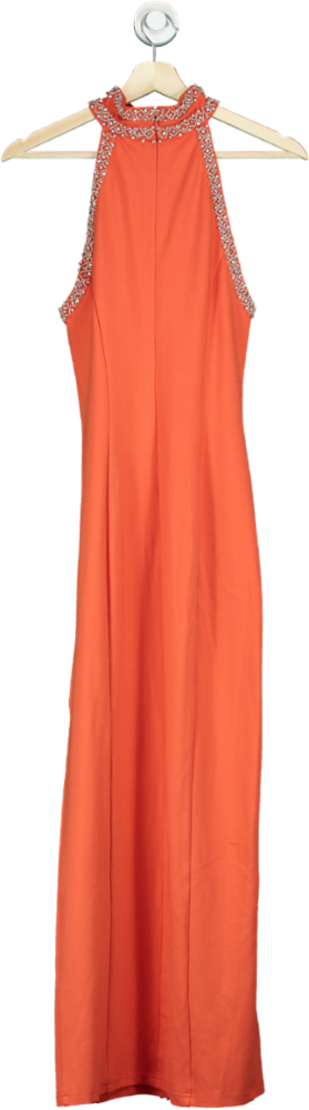 Karen Millen Orange Premium Embellished Ponte Jersey Midi Dress UK S