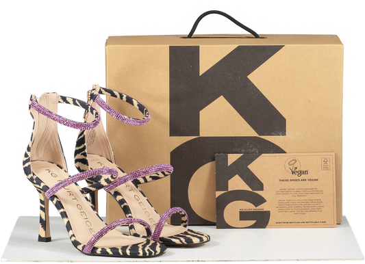Kurt Geiger Black/ivory/pink Crystal Embellished vegan heeled Sandals UK 7 EU 40 👠