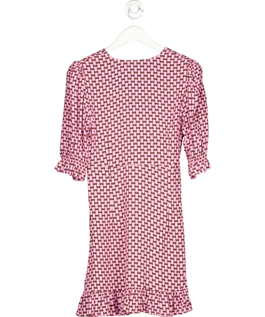 Nobody's Child Pink / Brown Geometric Print Mini Dress UK 10