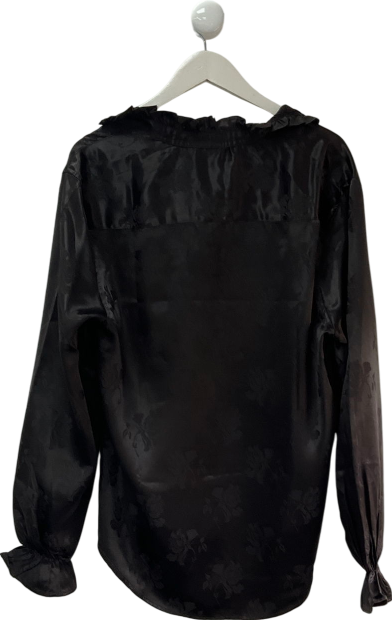 ASOS Black Floral Embroidered Blouse UK XL