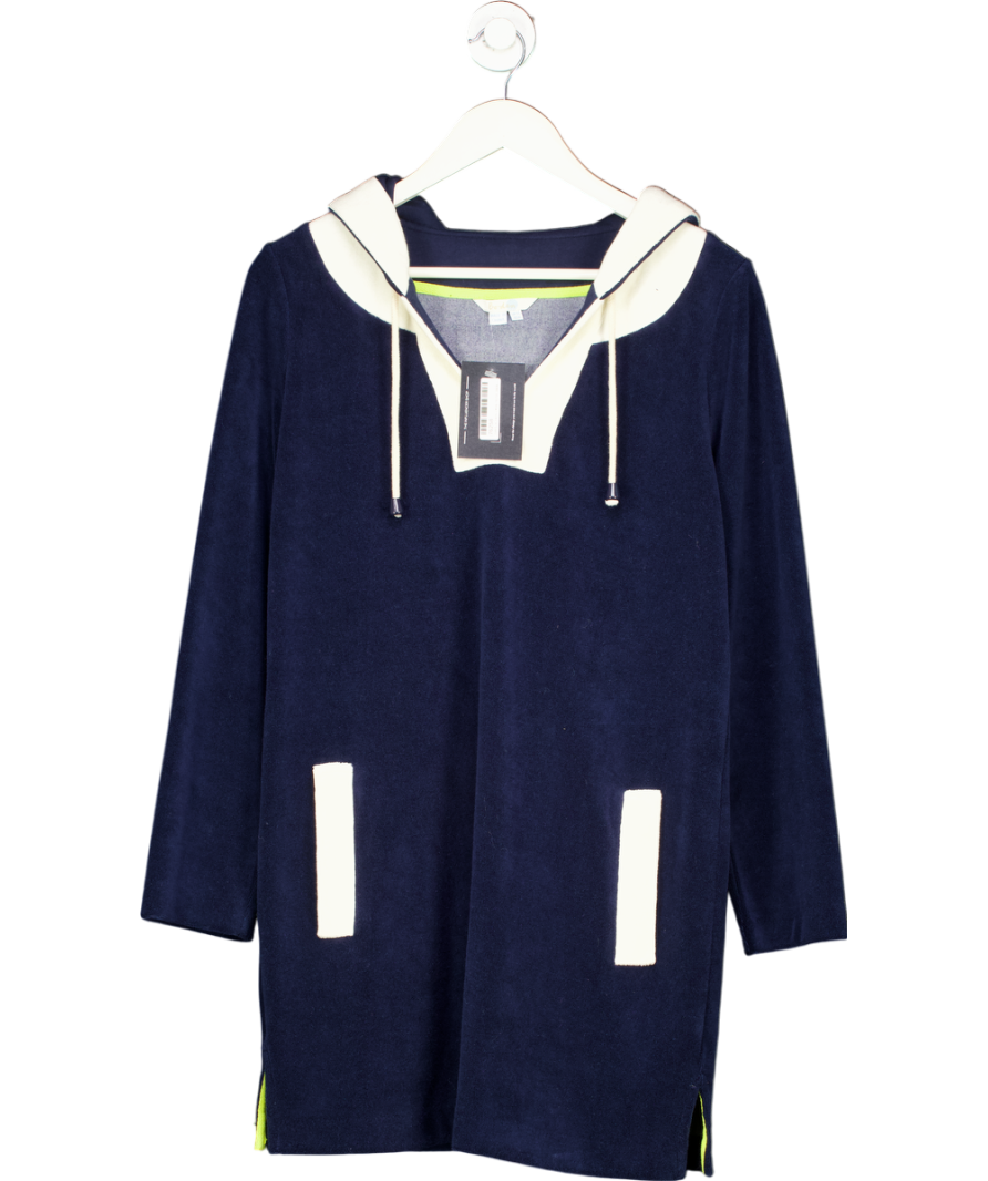 BODEN Blue Navy Towelling Hooded Cover Up Dress UK 12