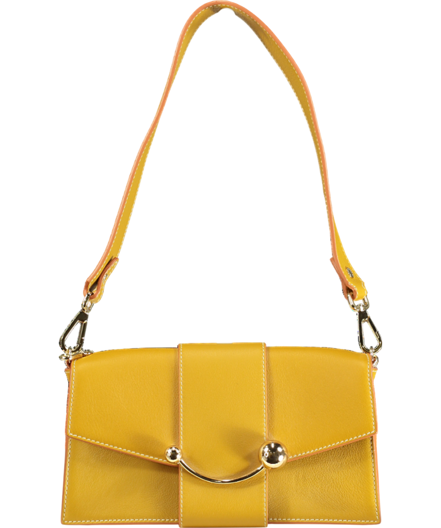 Strathberry Yellow Mini Crescent Shoulder Handbag 100% Leather