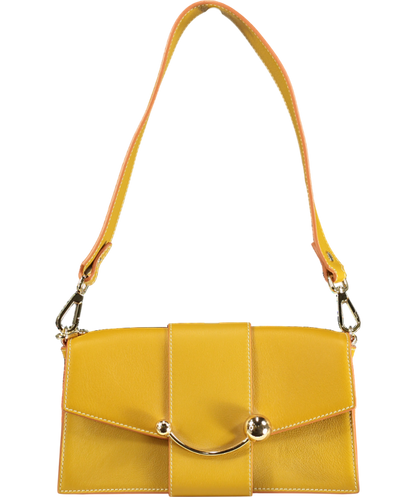 Strathberry Yellow Mini Crescent Shoulder Handbag 100% Leather