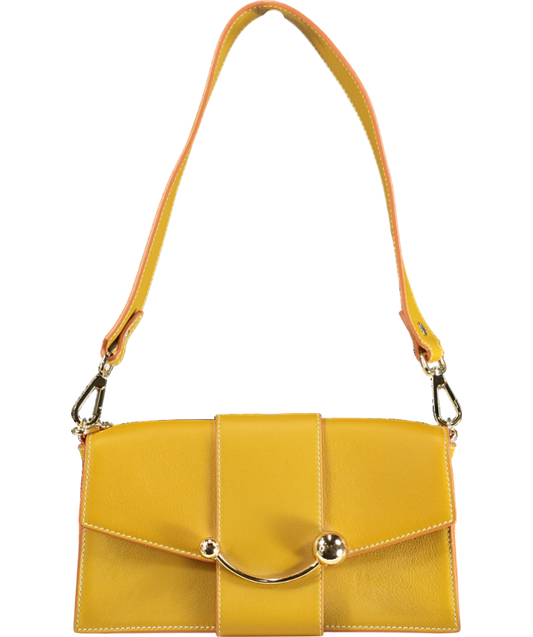 Strathberry Yellow Mini Crescent Shoulder Handbag 100% Leather