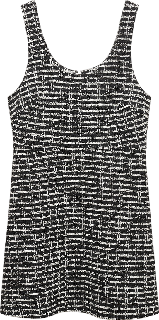 MANGO Black Check Tweed Dress UK 10