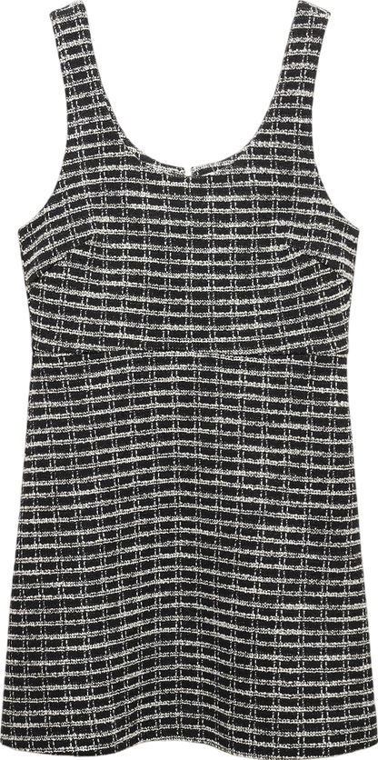 MANGO Black Check Tweed Dress UK 10