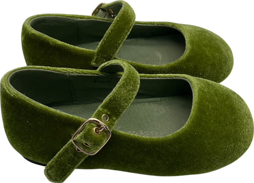 Age of Innocence Green Eva Velvet Ballerina Shoes UK 7 EU 24 👼