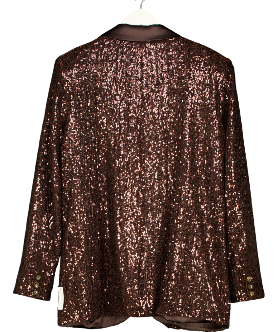 Brown Monsoon X Sarah Corbett-winder Satin Sequin Blazer Bronze UK 16