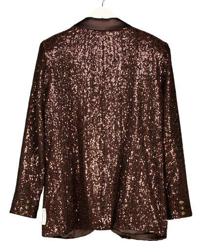 Brown Monsoon X Sarah Corbett-winder Satin Sequin Blazer Bronze UK 16