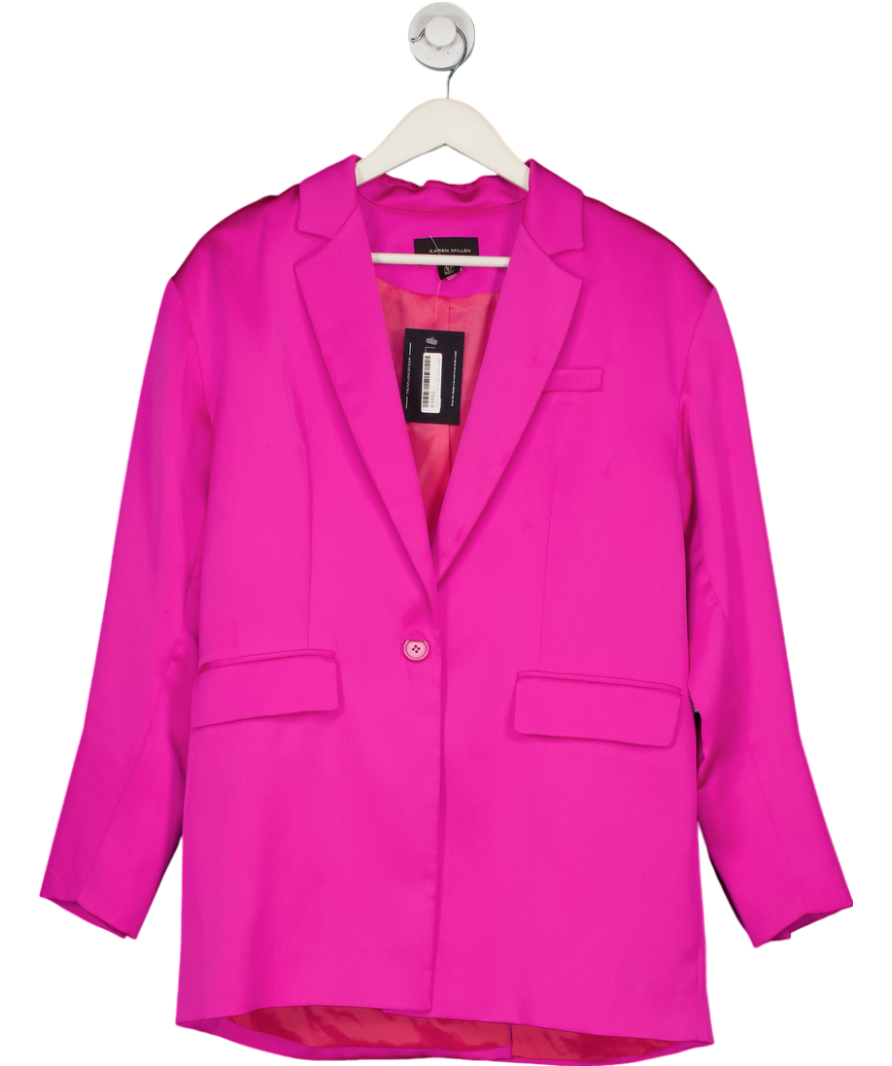 Karen Millen Pink Satin Single Breasted Blazer UK 6