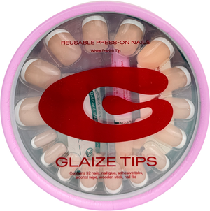 Glaize Press-on Nails White French Tip 32 reusable nails