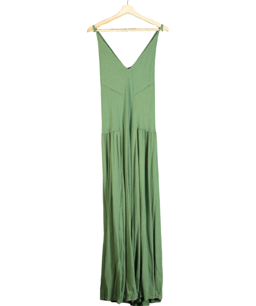 Free People Green Beach Cross Strap V-neck Maxi Dress UK S