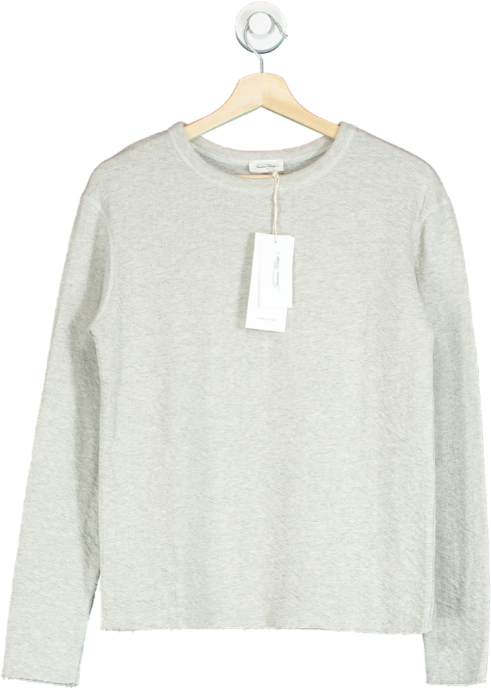 American Vintage Grey Crew Neck Long Sleeve T-shirt UK S