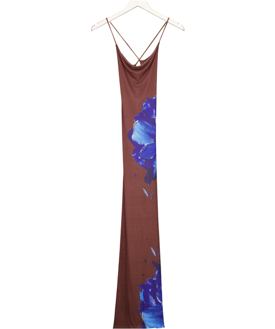 grace jacob Brown Blue Floral Maxi Dress UK XS/S