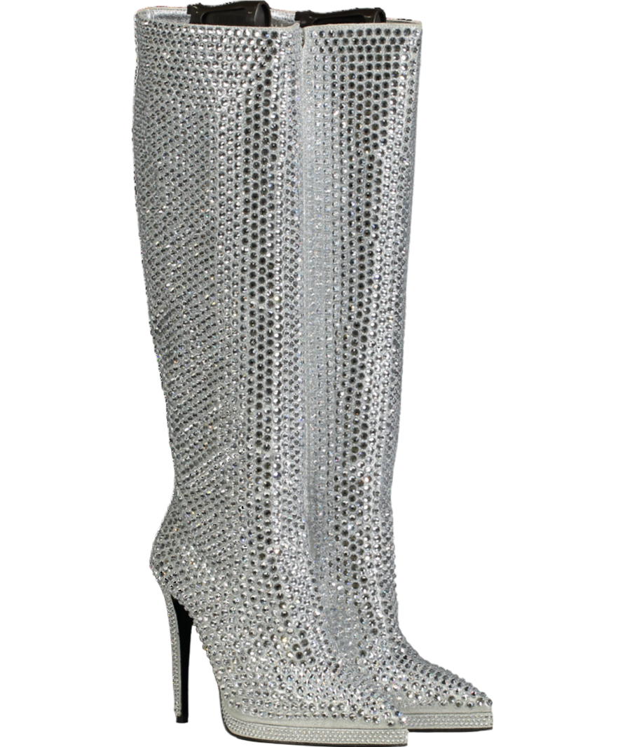 Russell & Bromley Metallic Spotlight Crystal Knee High Boot UK 7 EU 40 👠