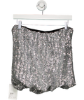 Attico Metallic Silver Bubble Hem Mini Skirt UK 6