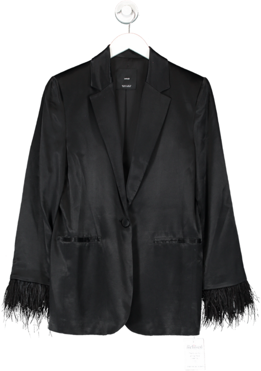 MANGO Black Tailored Jacket With Feather Detail UK S