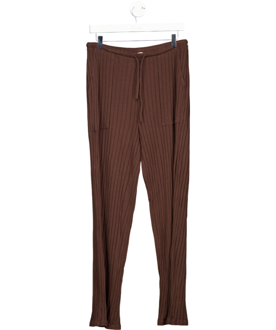 YSE Brown Wide Leg Ribbed Trousers UK XL
