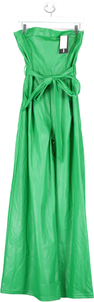 Fashion Nova Green Danika Faux Leather Jumpsuit UK M