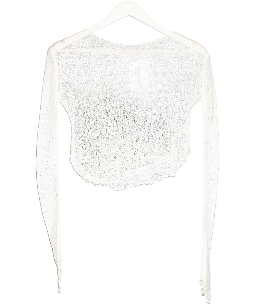 Tiger Mist White Knitted Long Sleeve Top UK S
