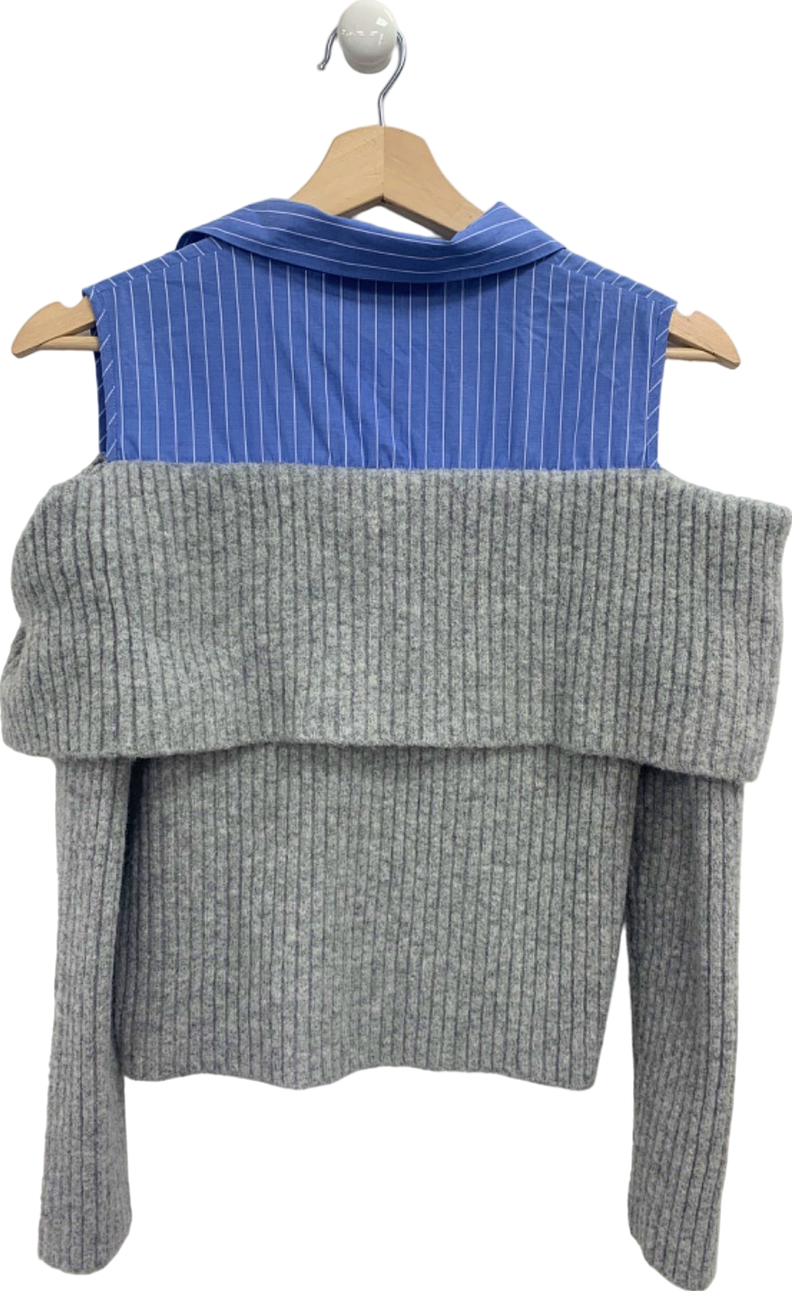 Zara Grey Off-Shoulder Knit Cardigan UK S