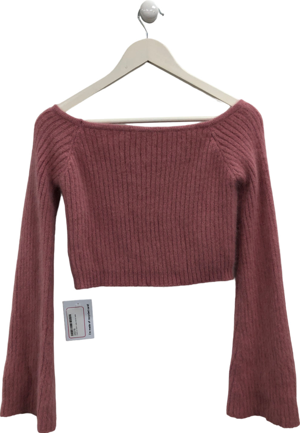 Off The Shoulder Pink Knitted Jumper One Size