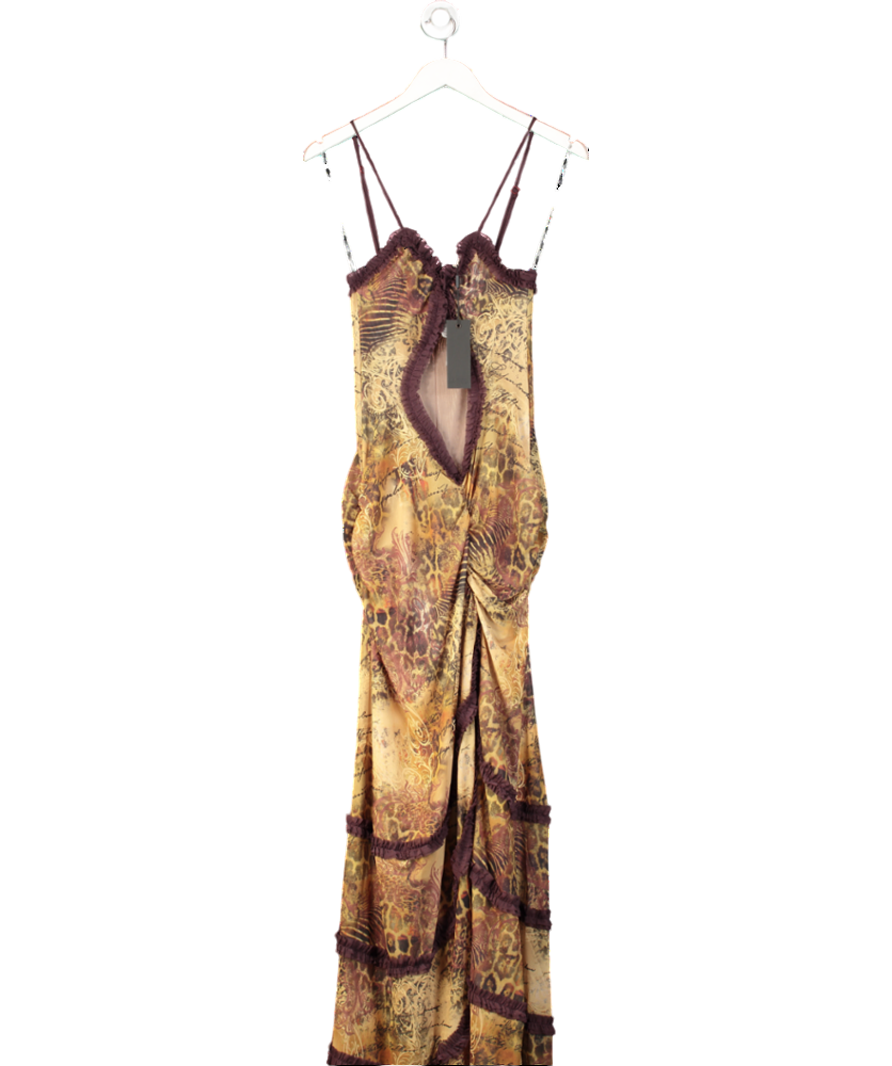 Jaded London Brown Fatale Maxi Dress With Open Neck UK 10