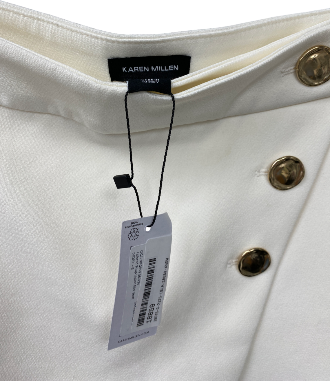 Karen Millen White Tailored Wrap Button Mini Skort UK 6