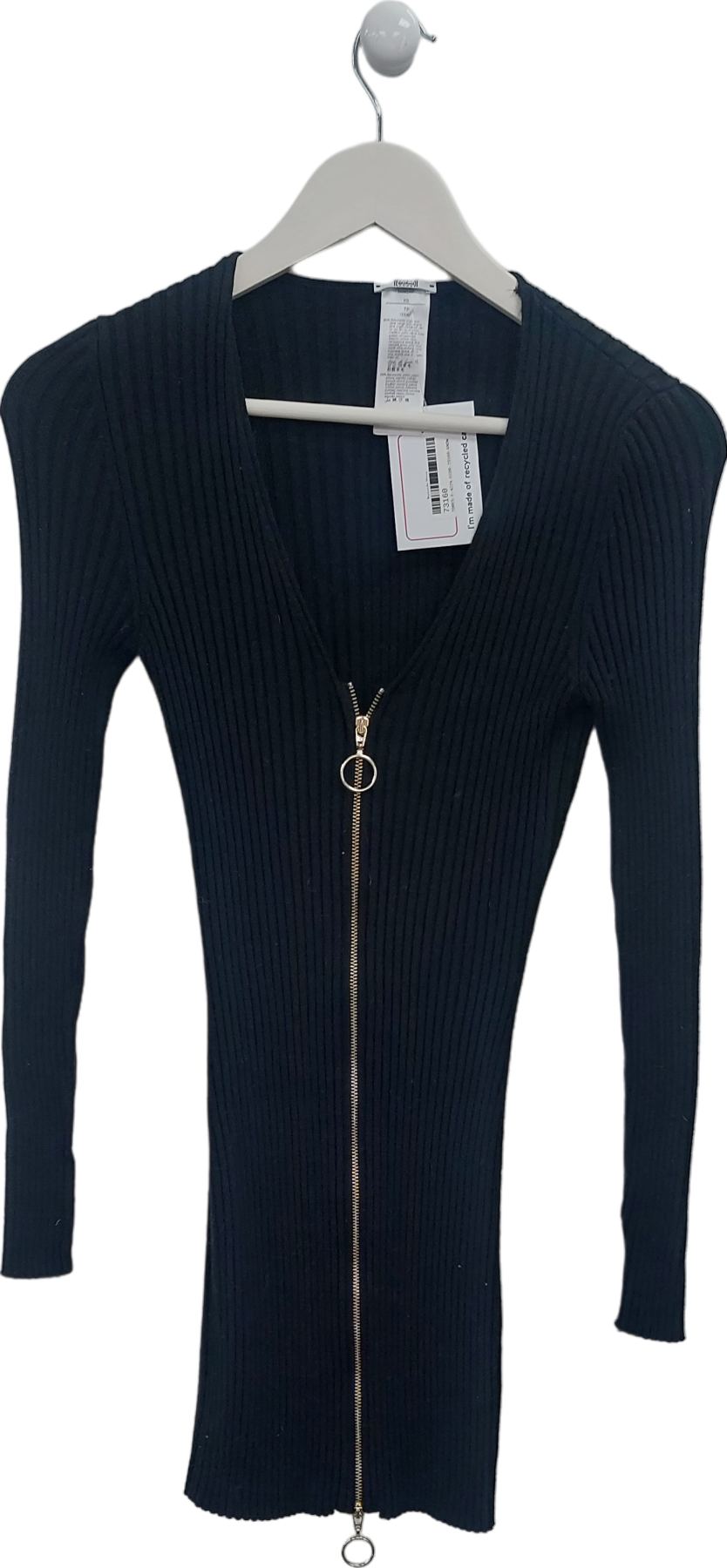 Wolford Black Wool Blend Zip Front Mini Dress UK XS