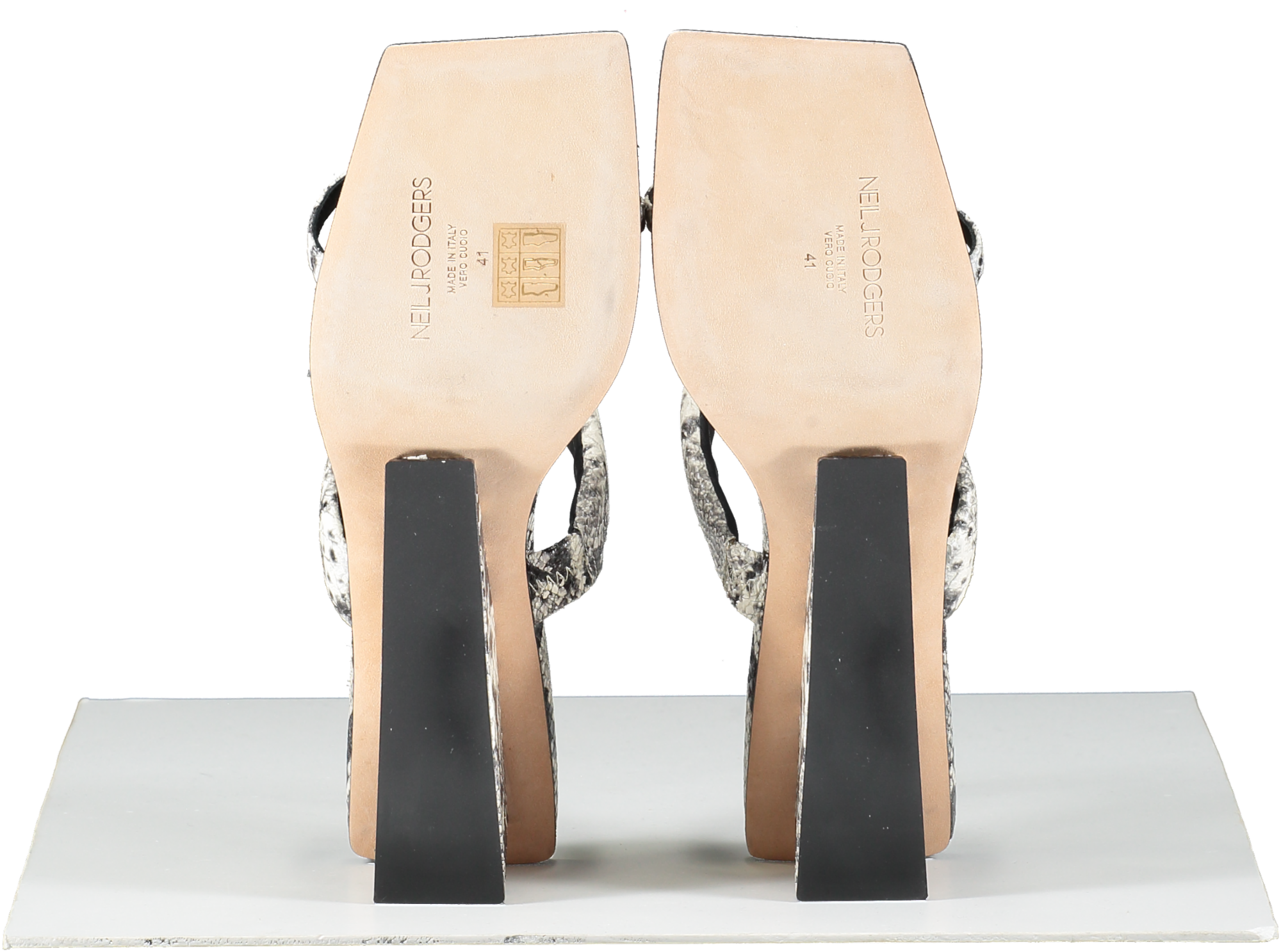 Neil J Rodgers Grey Python Animal Print Wedged Sandals UK 8 EU 41 👠