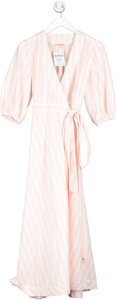 Seraphina Pink Striped The Border Wrap Dress UK 8