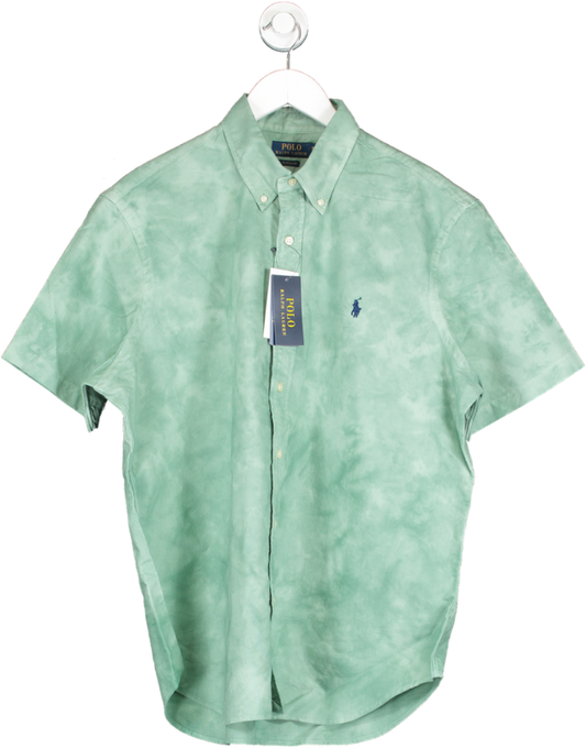 Polo Ralph Lauren Green Button Down Short Sleeve Tie Dye Shirt UK XL