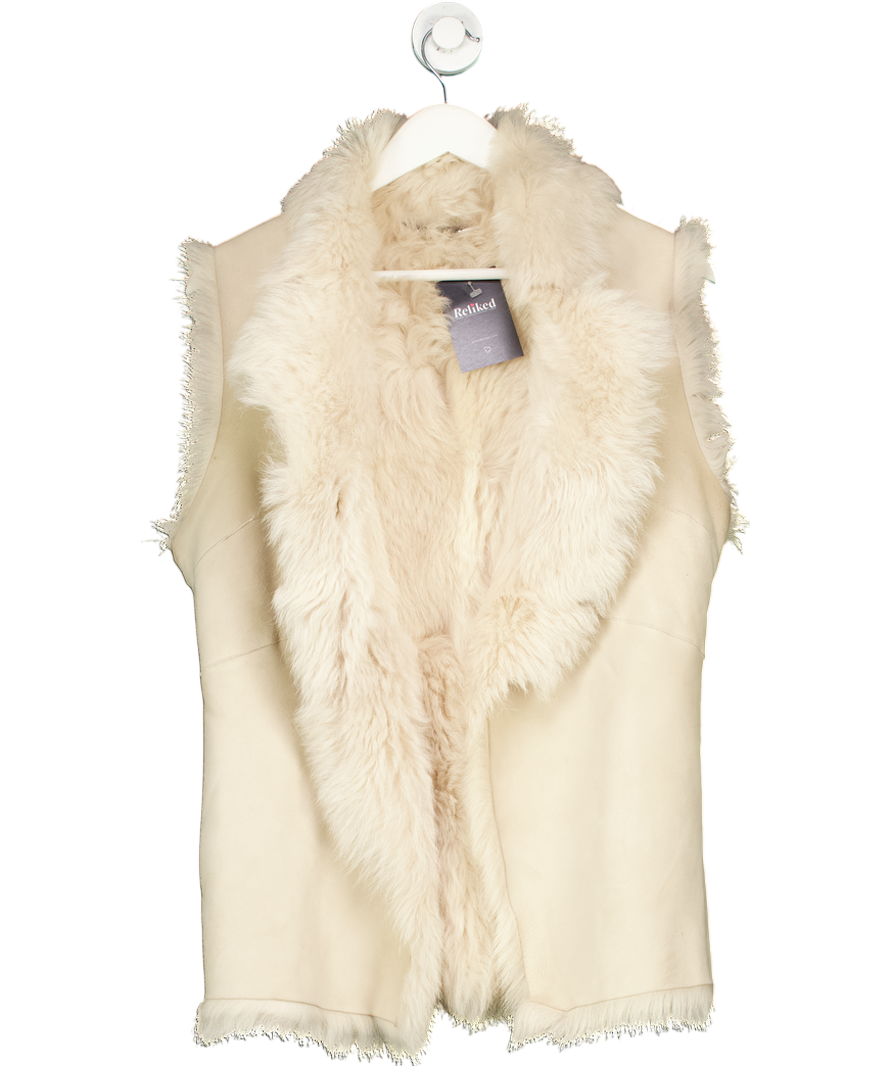 Mint Velvet Cream Real Shearling  / Suede Reversible Gilet UK M