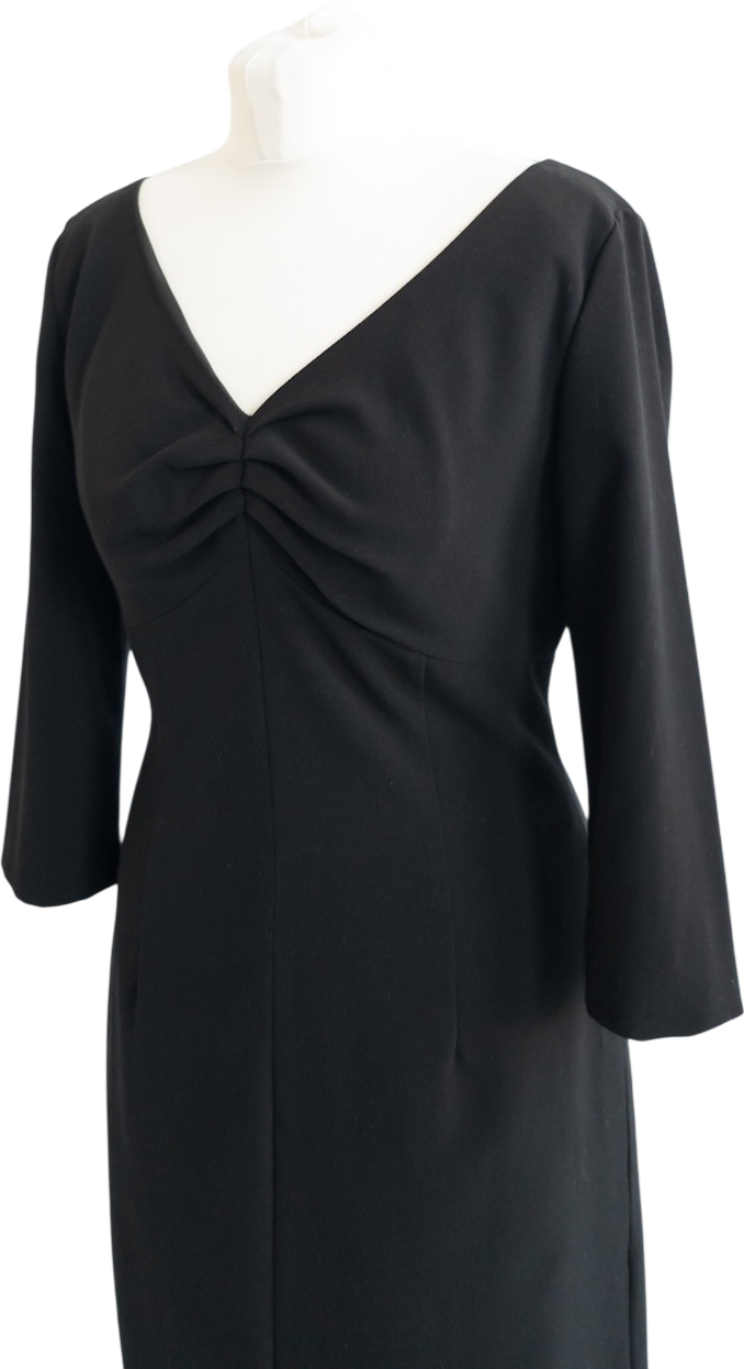Calvin Klein Black V-neck 3/4 Sleeve Tailored Fitted  Dress Us8 UK 12