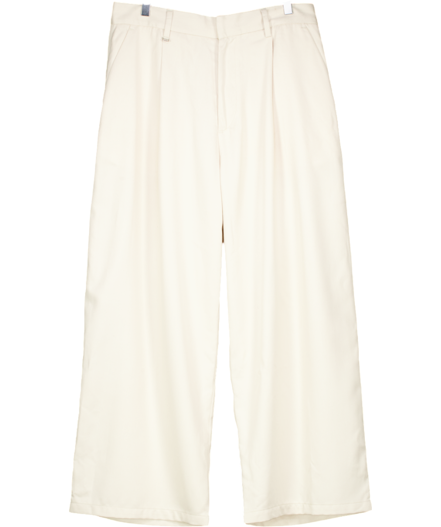 Bershka Cream Wide Leg Tailored Trousers UK 14