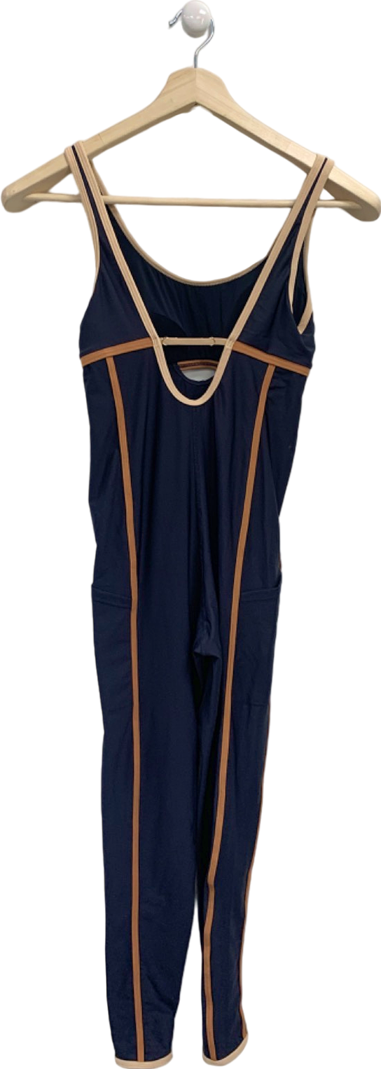 The Upside Navy/Brown Striped Jumpsuit UK S