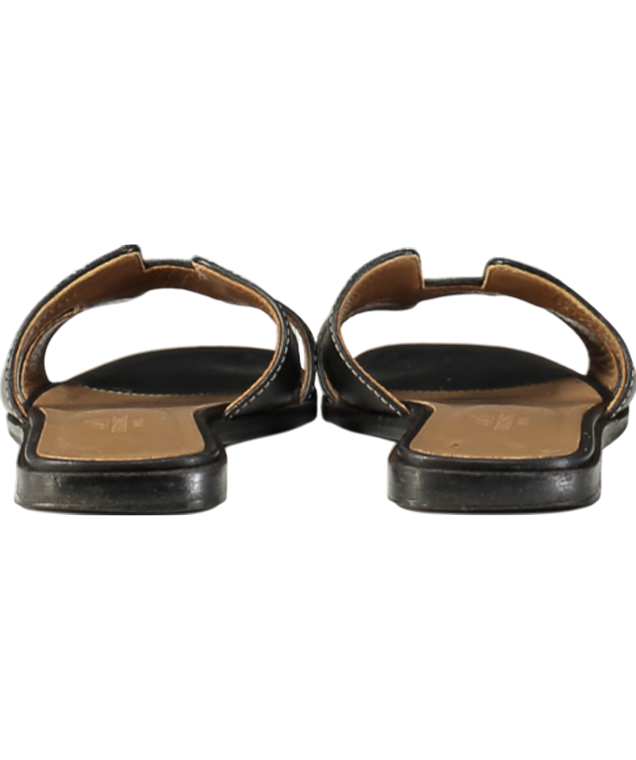 HERMÉS Black Leather Iconic Oran Sandal UK 2 EU 35 👠