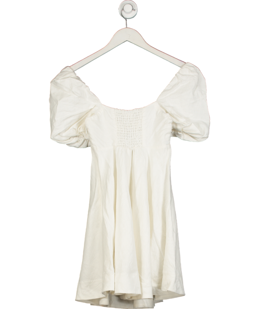 forever 21 White Twist Front Puff Sleeve Mini Dress UK 6