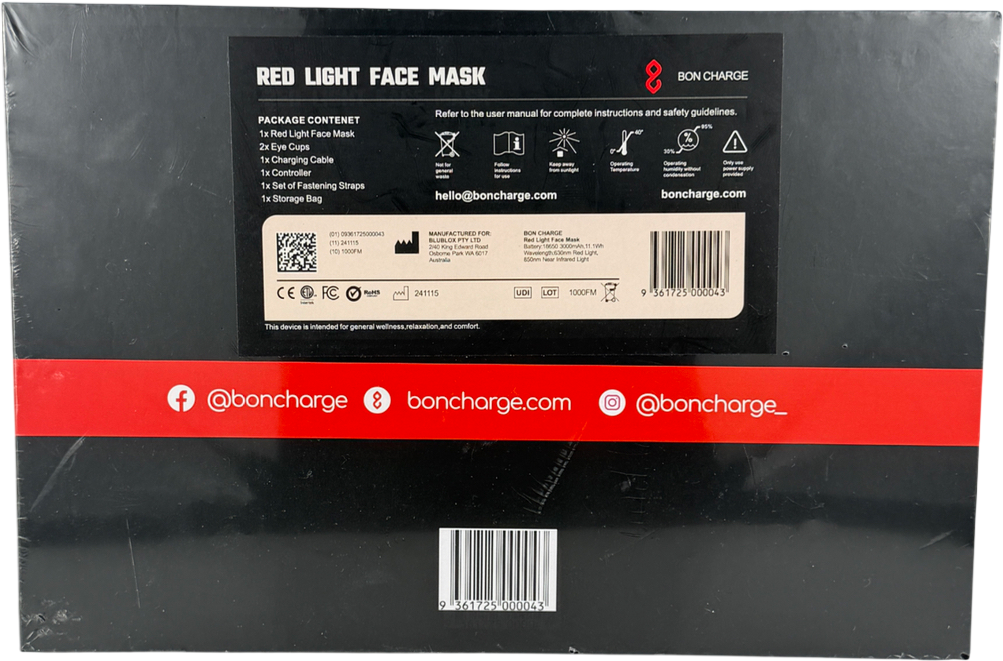BON CHARGE Red Light Face Mask One size