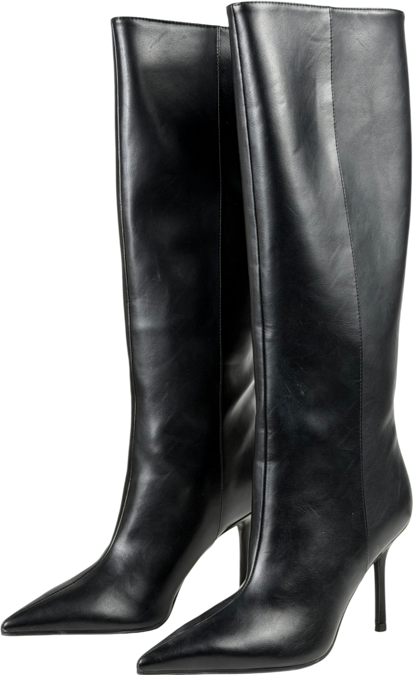 CHARLES & KEITH Pointed Stiletto Knee-high Boots - Black UK 5 EU 38