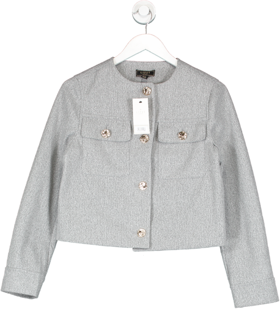 lipsy london Grey Short Tailored Jacket UK 8