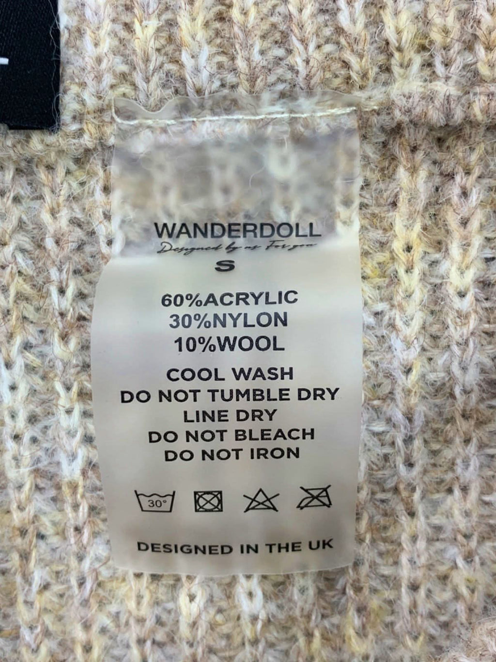 Wanderdoll Beige Ribbed Sweater Pants UK S