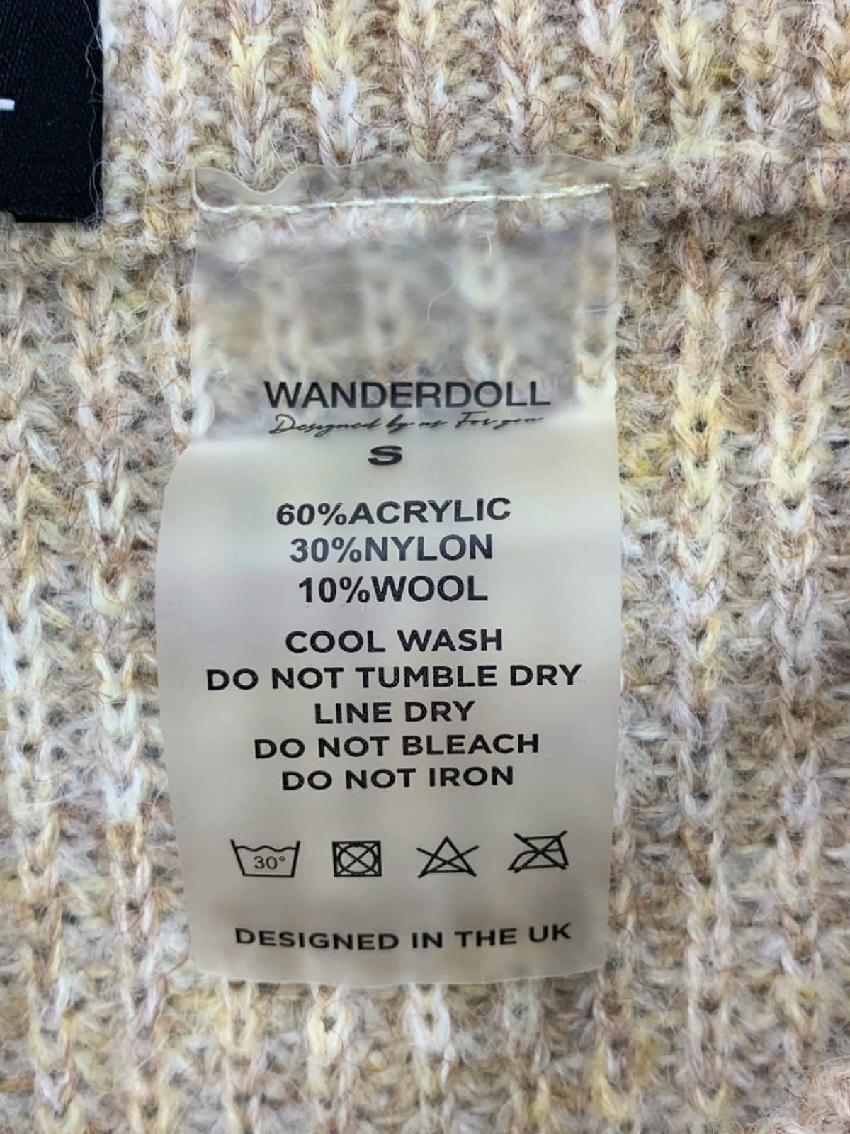 Wanderdoll Beige Ribbed Sweater Pants UK S