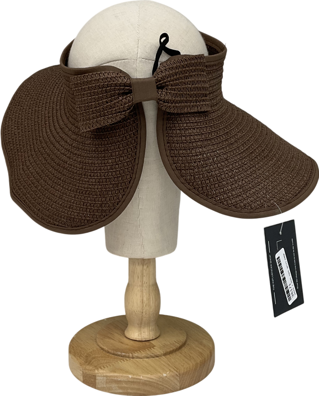 Brown Sun Visor Hats For Women With Bow Wide Brim Straw Roll-up Ponytail Summer Beach Hat Uv Upf Packable Foldable Travel Summer One Size