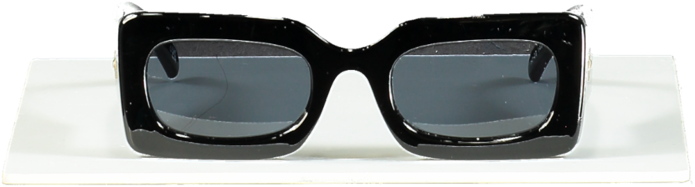 Le Specs Black Oh Damn! Rectangular Sunglasses in case