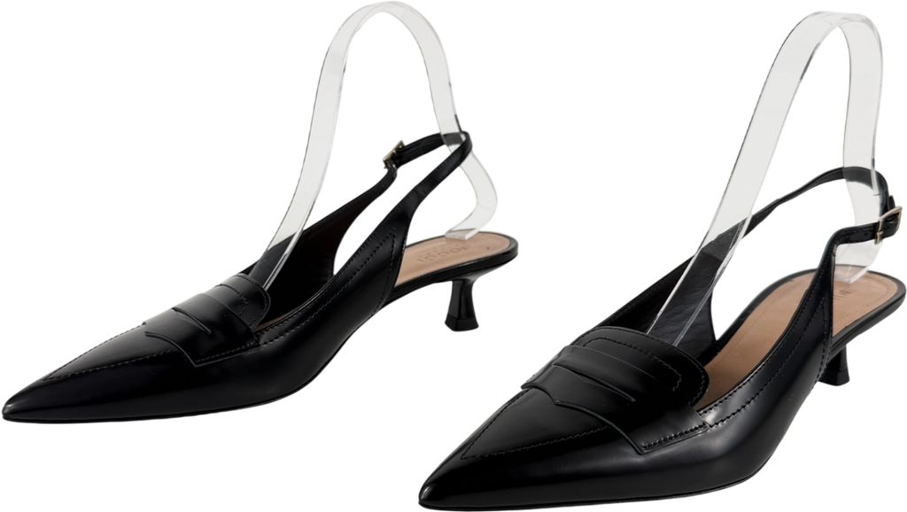 BOGGI MILANO Black Leather Slingbacks UK 3 EU 36