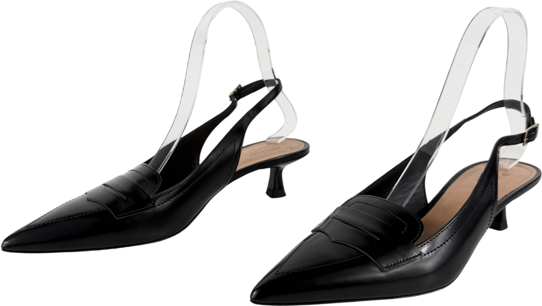 BOGGI MILANO Black Leather Slingbacks UK 3 EU 36