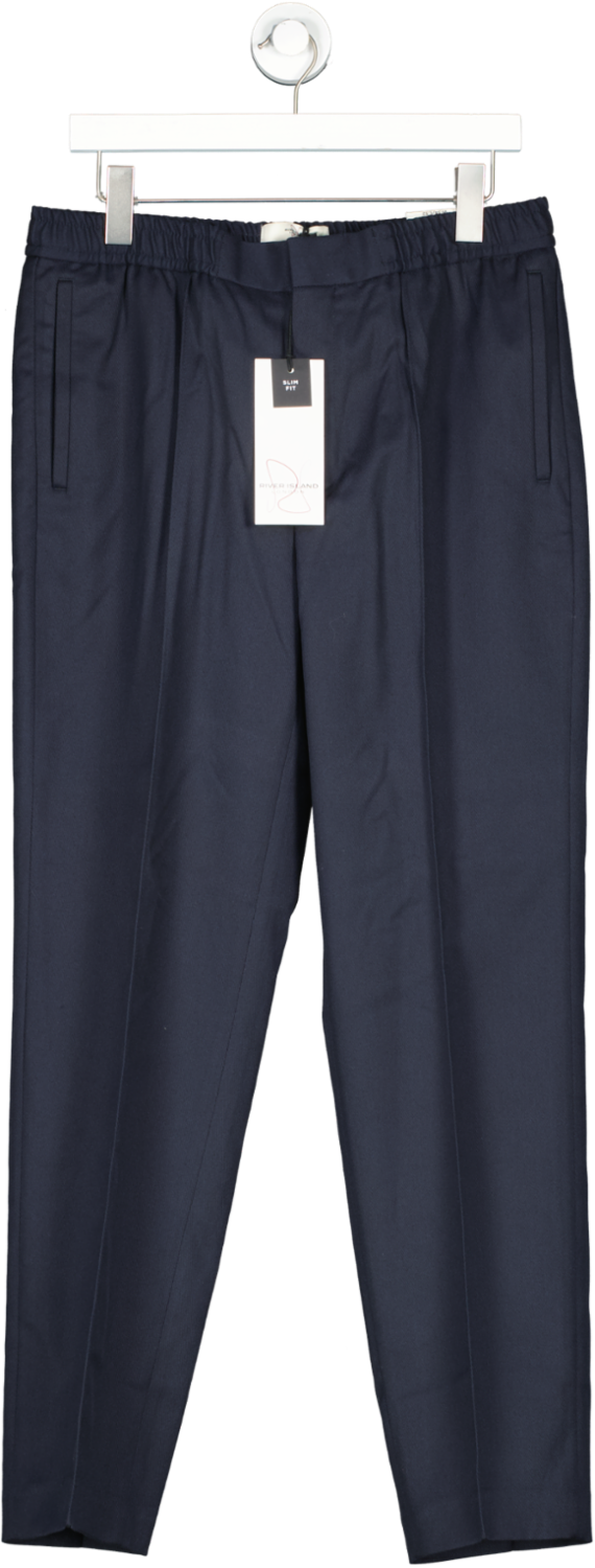 River Island Blue Navy Slim Fit Smart Jogger Trousers W34