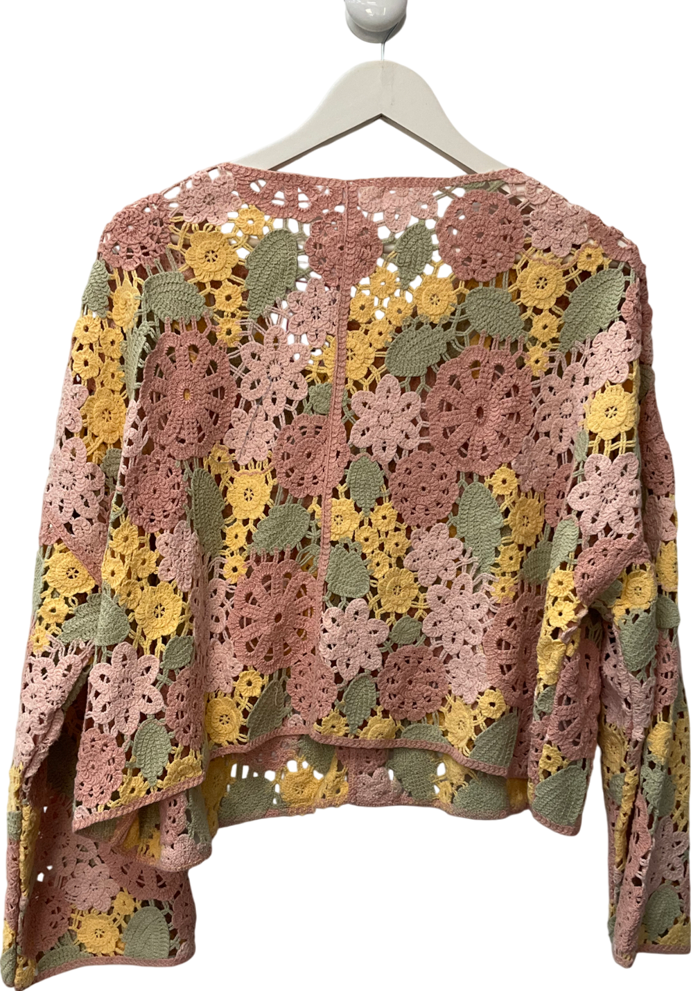 MNG Pink Cotton Crochet Sweater UK L